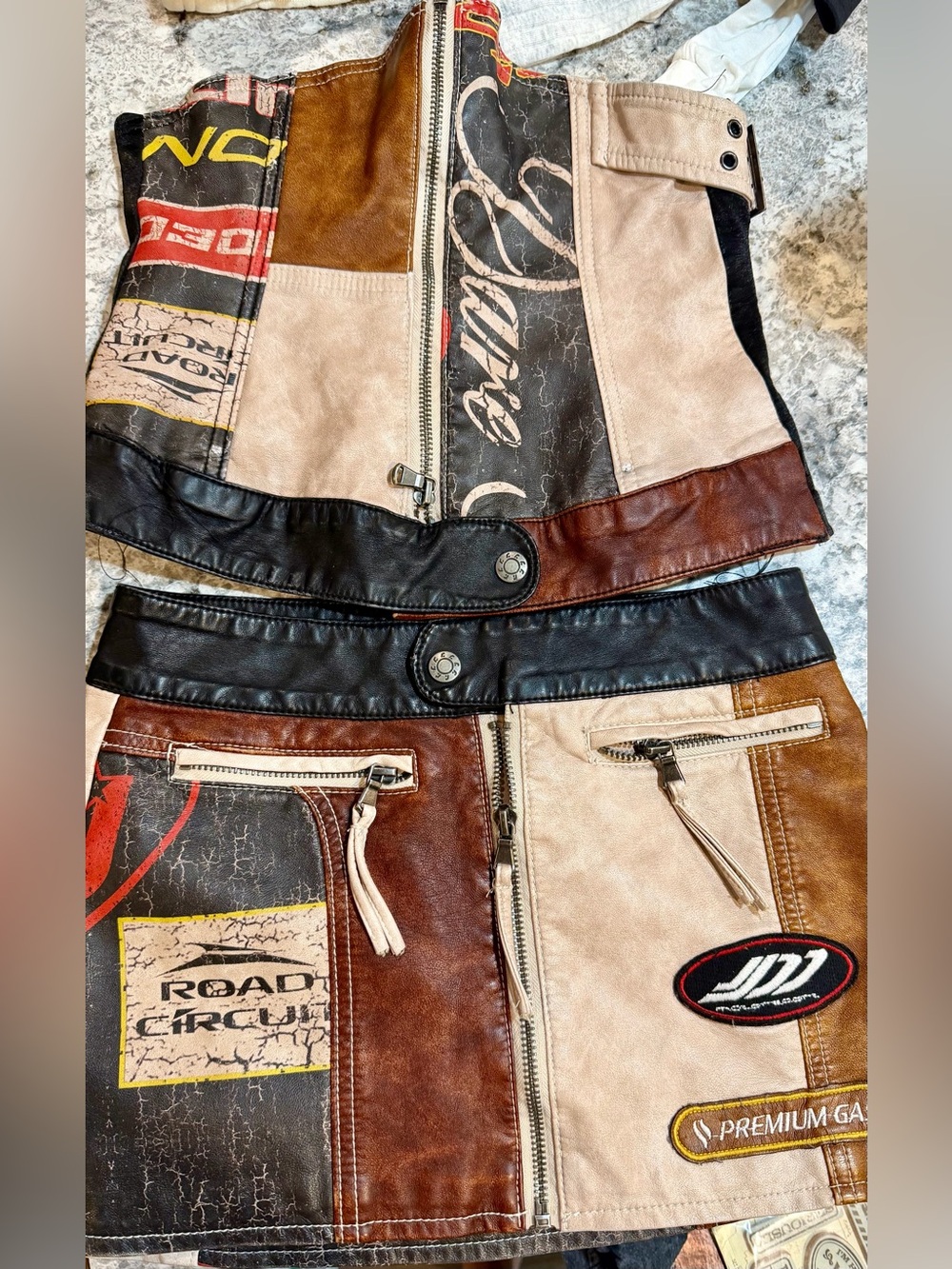 Jaded London Daytona Faux Leather Corset Top & Mini Skirt